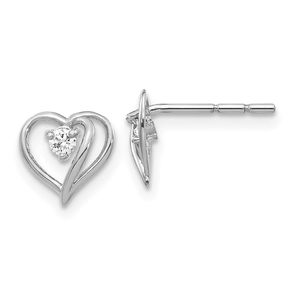 14K White Gold Heart-Shaped Diamond Earring Settings - Style GR1-1020615