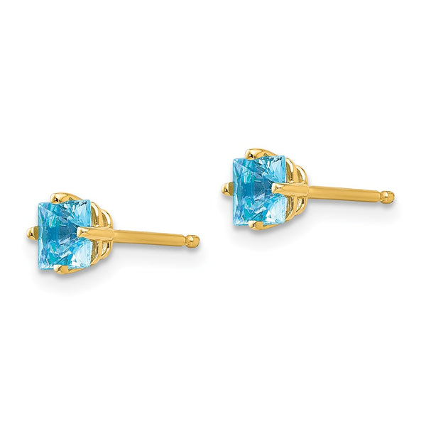 14K Gold 4mm Blue Topaz Stud Earrings - Style GR1-1014084