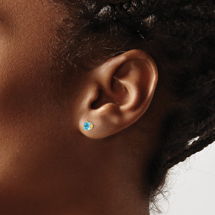 Shop Stylish 14K Gold 4mm Blue Topaz Stud Earrings - Luxury Value Jewelry-3