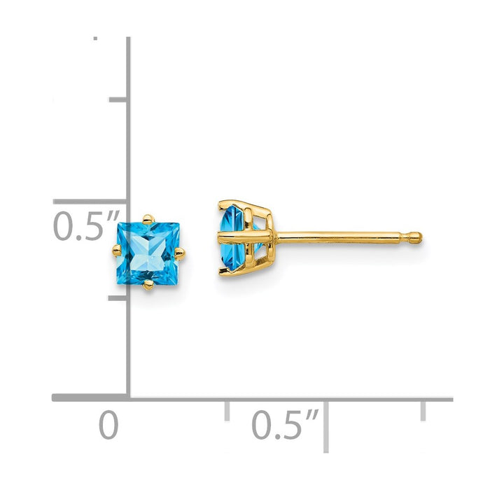 Shop Stylish 14K Gold 4mm Blue Topaz Stud Earrings - Luxury Value Jewelry-4