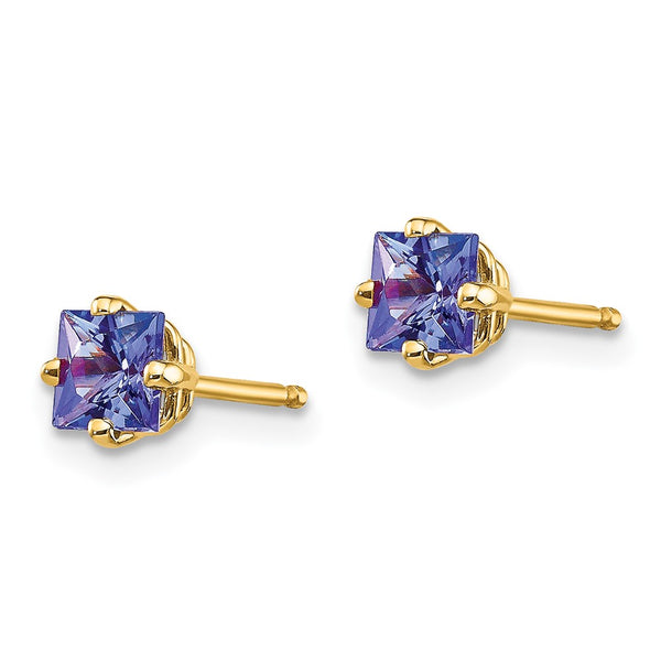14K Gold Tanzanite Stud Earrings - Style GR1-1014100