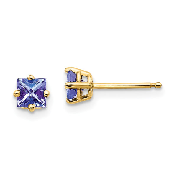 14K Gold Tanzanite Stud Earrings - Style GR1-1014100