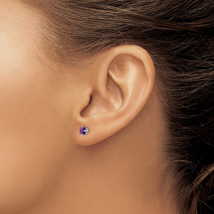 Exclusive 14K White Gold 4mm Amethyst Stud Earrings | Stylish Luxury Value-3