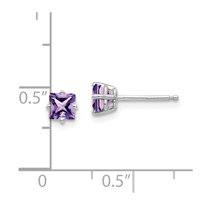 Exclusive 14K White Gold 4mm Amethyst Stud Earrings | Stylish Luxury Value-4