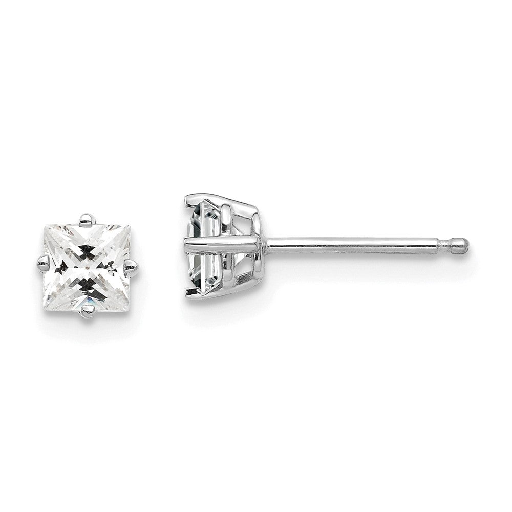 Shop Exclusive 14K White Gold 4mm Cubic Zirconia Stud Earrings - Stylish Value!