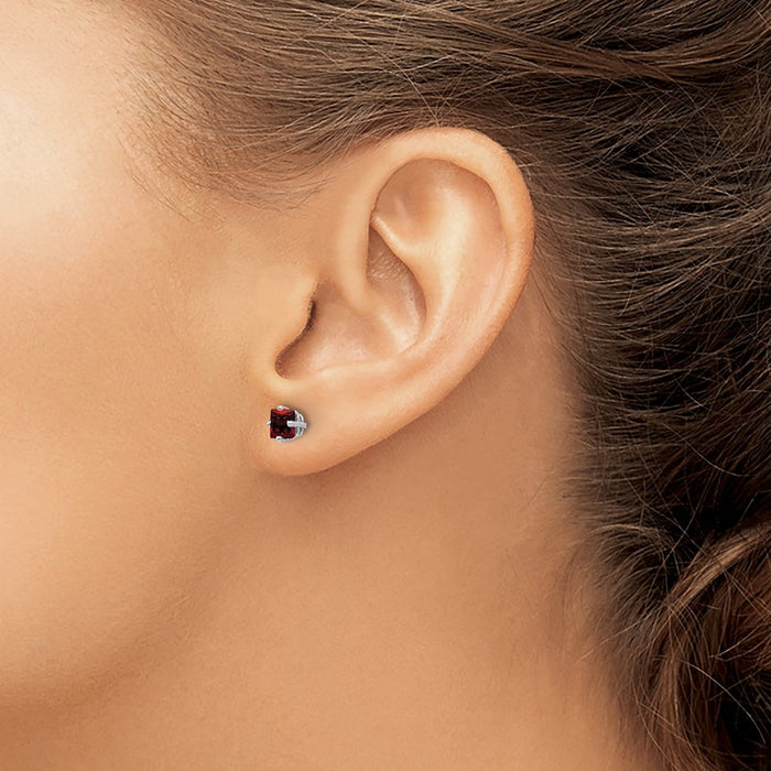 Exclusive 14K White Gold 4mm Garnet Stud Earrings - Stylish & Affordable!-3