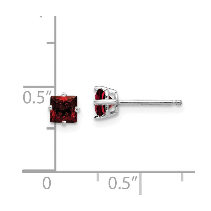 Exclusive 14K White Gold 4mm Garnet Stud Earrings - Stylish & Affordable!-4