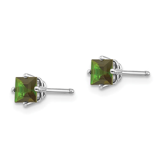 Designer 14K White Gold Green Tourmaline Drop Earrings - Stylish & Affordable!