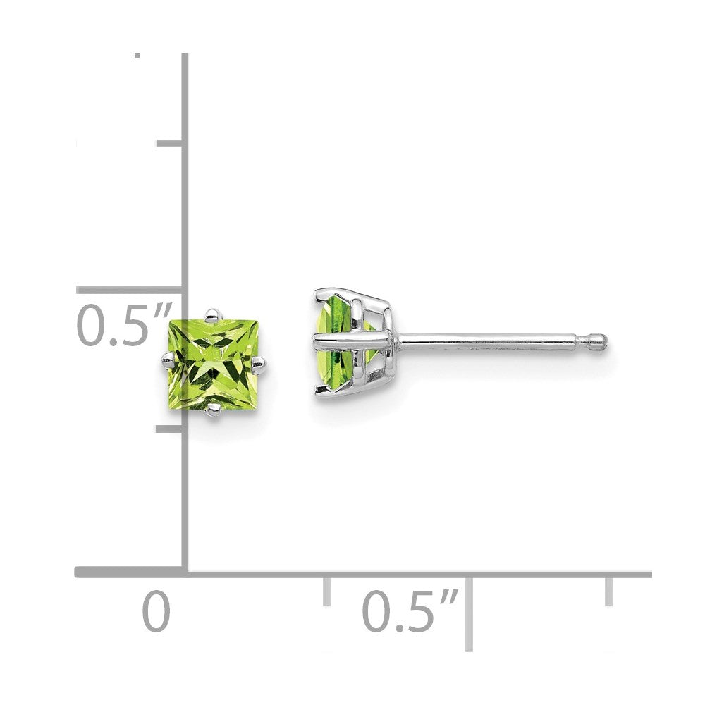 Buy 14K White Gold 4mm Square Step-Cut Peridot Earrings - Stylish Luxury Value