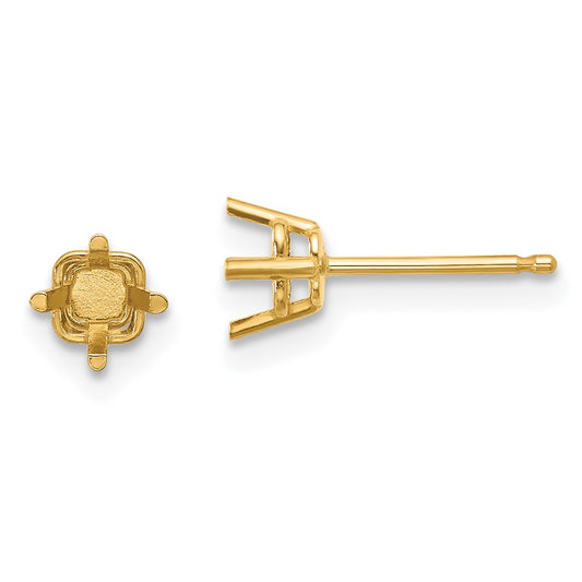 Buy Stylish 14K Gold 4mm Square Earring Settings - Affordable Luxury