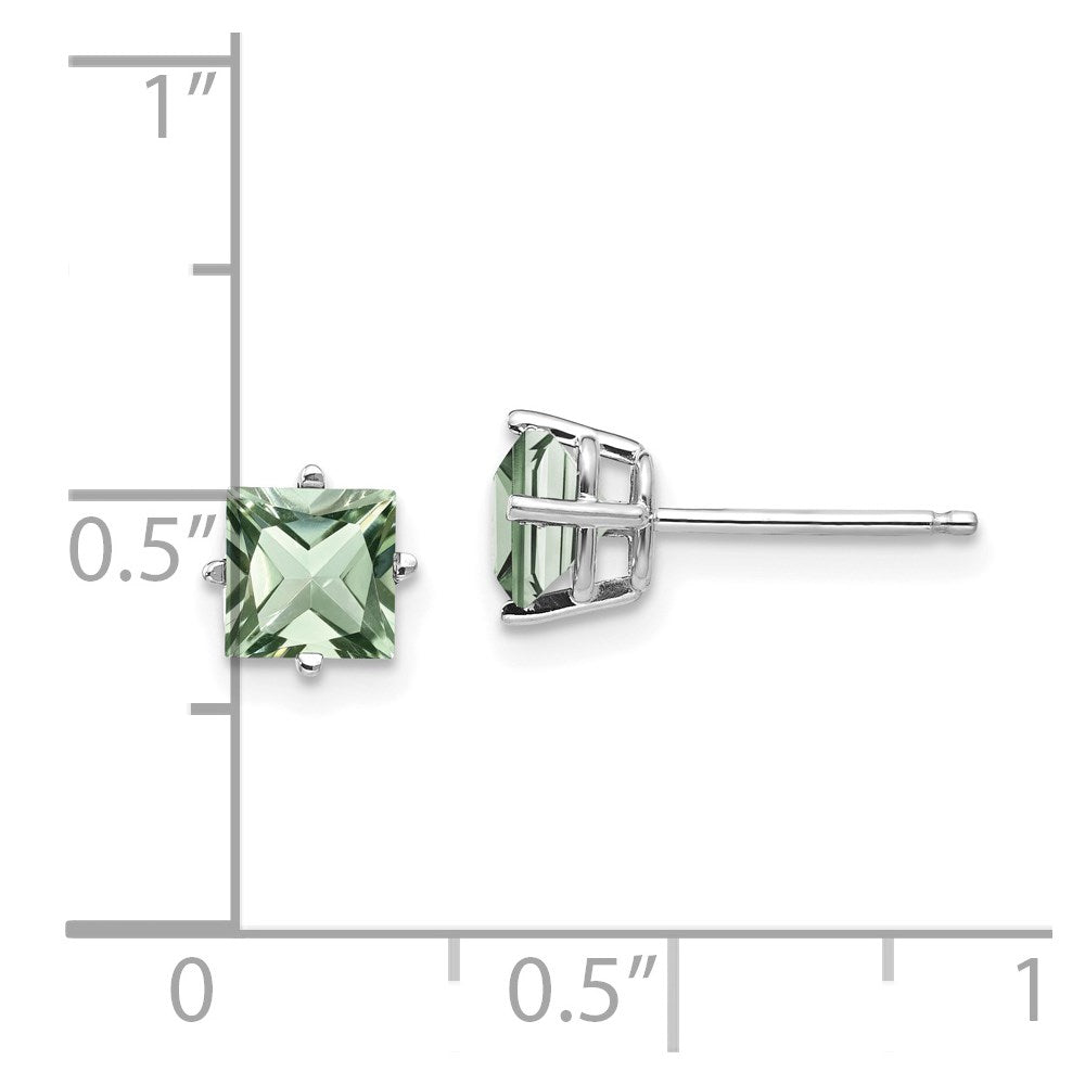 Buy Stylish 14K Gold 5mm Square Green Quartz Stud Earrings at Affordable Prices