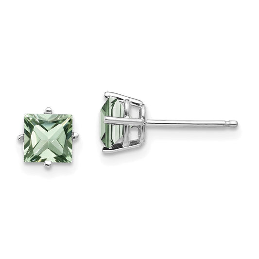 Buy Stylish 14K Gold 5mm Square Green Quartz Stud Earrings at Affordable Prices