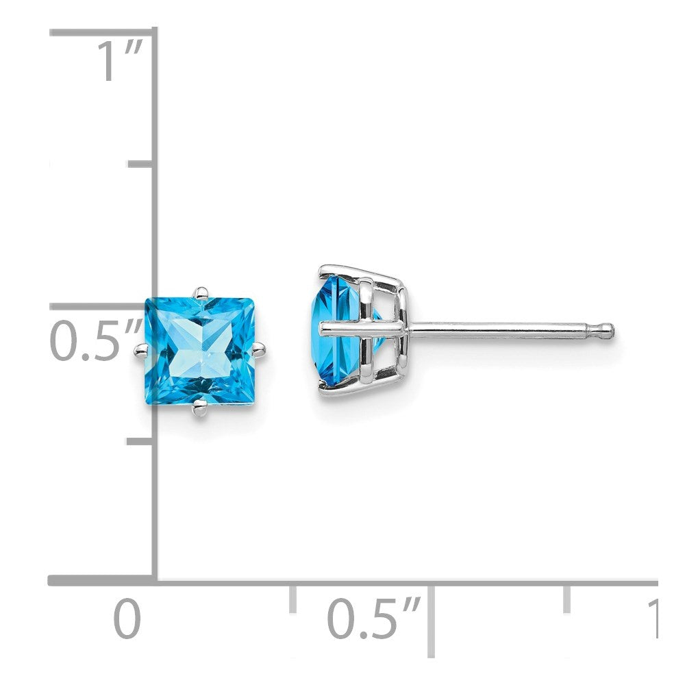 Shop Exclusive 14K White Gold 5mm Princess Cut Blue Topaz Stud Earrings