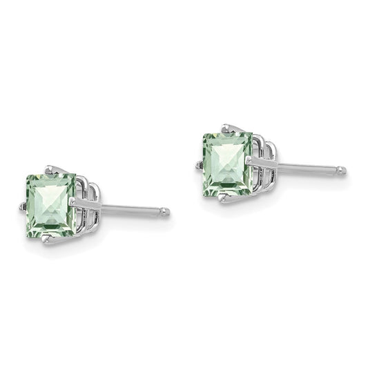 Exclusive 14K Gold 5mm Checker-Cut Green Quartz Earrings - Stylish Value