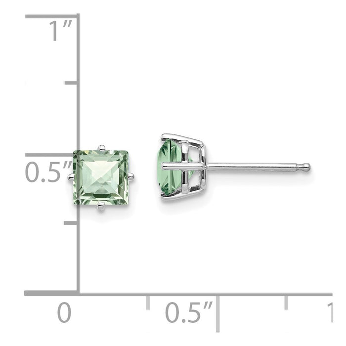 Exclusive 14K Gold 5mm Checker-Cut Green Quartz Earrings - Stylish Value-4
