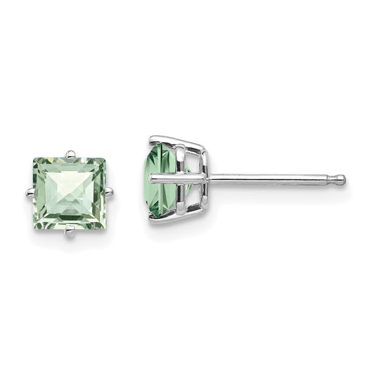 Exclusive 14K Gold 5mm Checker-Cut Green Quartz Earrings - Stylish Value