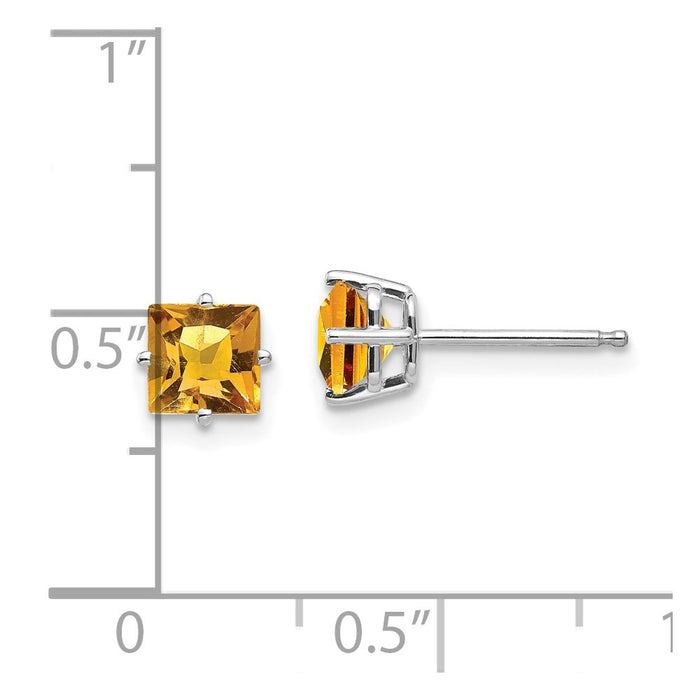 Shop Exclusive 14K White Gold 5mm Princess Cut Citrine Stud Earrings - Stylish!-4