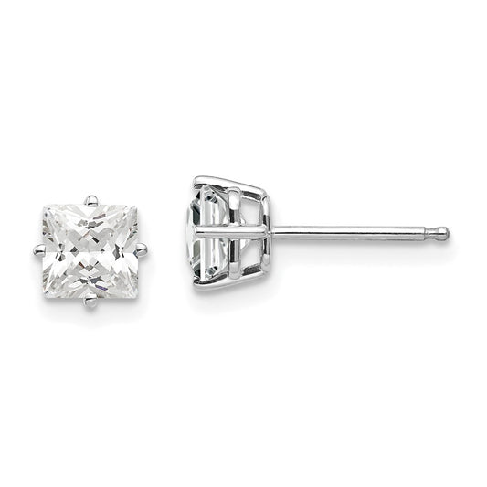 Buy Stylish 14K White Gold 5mm CZ Stud Earrings | Affordable Luxury Jewelry