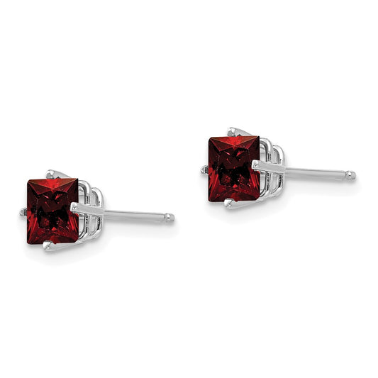 Shop Stylish 14K White Gold 5mm Princess-Cut Garnet Stud Earrings