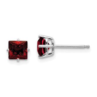 Shop Stylish 14K White Gold 5mm Princess-Cut Garnet Stud Earrings