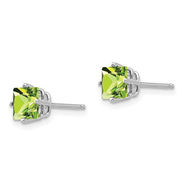 14K White Gold 5mm Square Step-Cut Peridot Earrings
