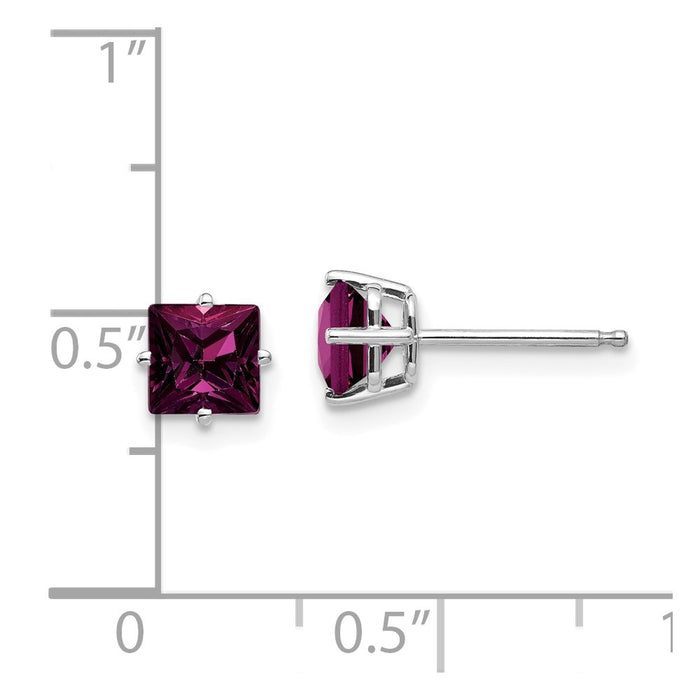 Order Exclusive 14K White Gold 5mm Princess Cut Rhodolite Garnet Earrings-4
