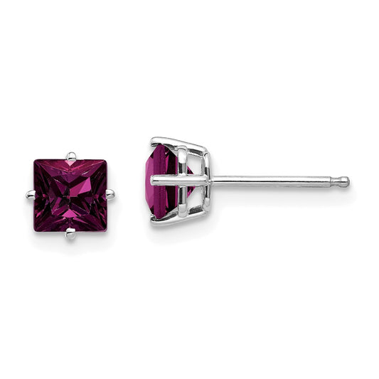 Order Exclusive 14K White Gold 5mm Princess Cut Rhodolite Garnet Earrings