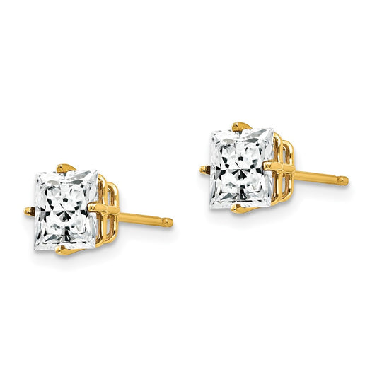 High-Quality 14K Gold 6mm Princess Cut CZ Stud Earrings - Stylish Value Buy