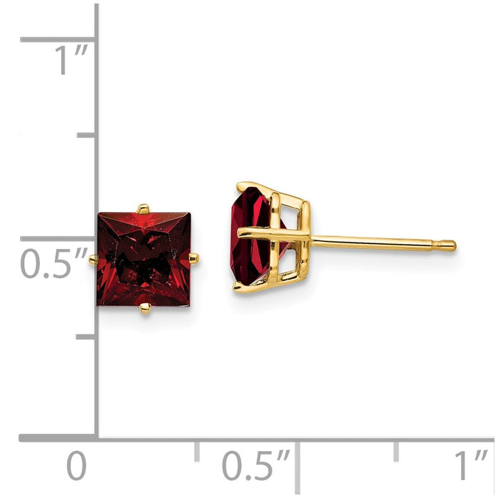 Shop Exclusive 14K Gold 6mm Princess Cut Garnet Stud Earrings - Stylish Value!-4