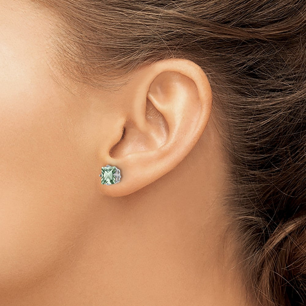 Buy Exclusive 14K Gold 6mm Square Green Quartz Earrings - Stylish Value!