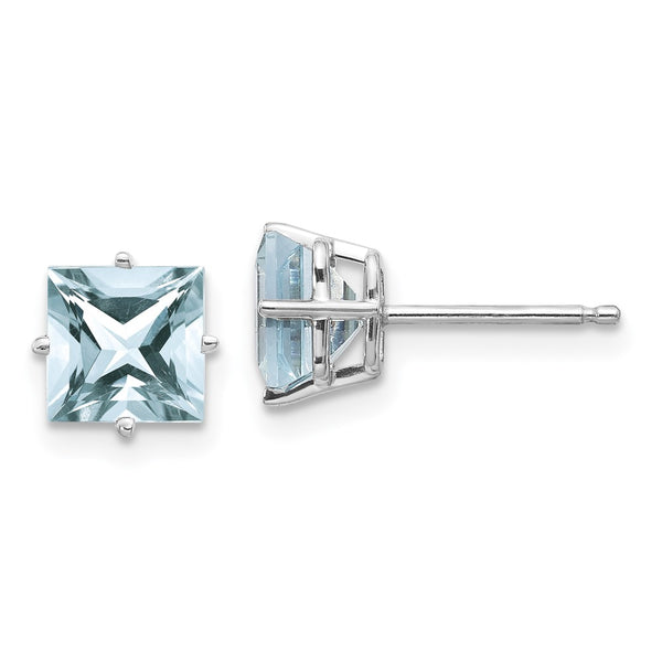 14K White Gold Aquamarine Drop Earrings - Style GR1-1020631