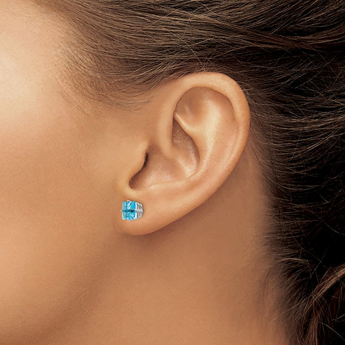 Shop Designer 14K White Gold 6mm Blue Topaz Stud Earrings - Stylish Value!-3