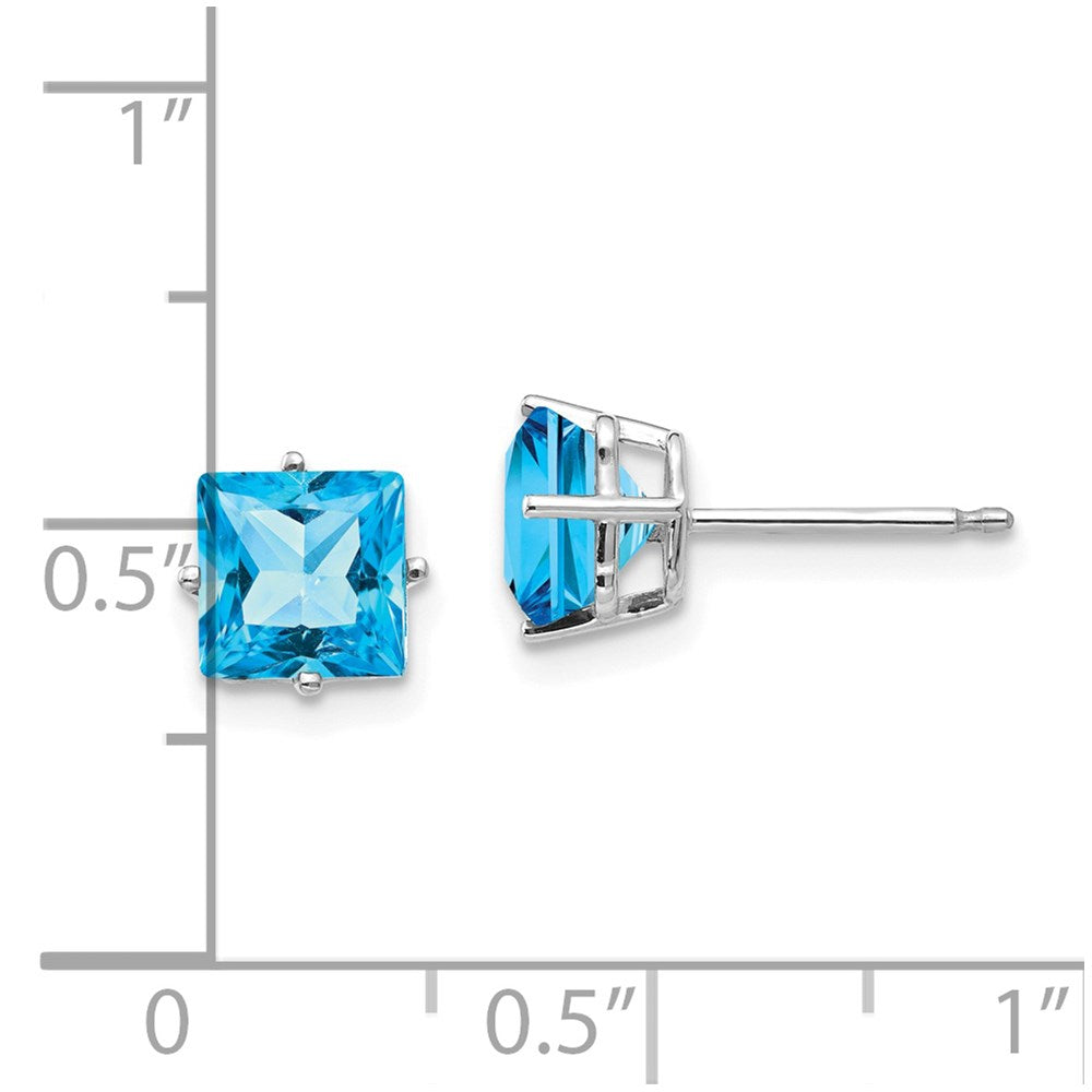 Shop Designer 14K White Gold 6mm Blue Topaz Stud Earrings - Stylish Value!