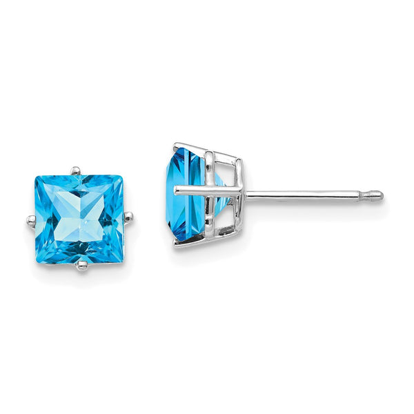 14K White Gold 6mm Blue Topaz Stud Earrings - Style GR1-1014276