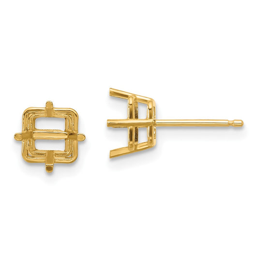 Buy Exclusive 14K Gold 6mm Square Earring Settings - Affordable Luxury!
