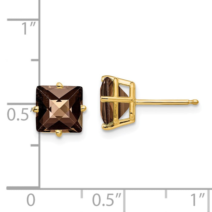 High-Quality 14K Gold 7mm Smoky Quartz Earrings | Stylish & Affordable Gift-4