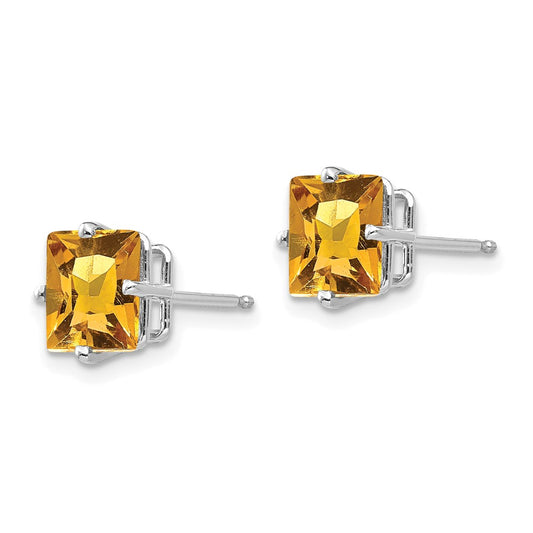 Shop Exclusive 14K White Gold 7mm Princess Cut Citrine Stud Earrings - Luxury Value