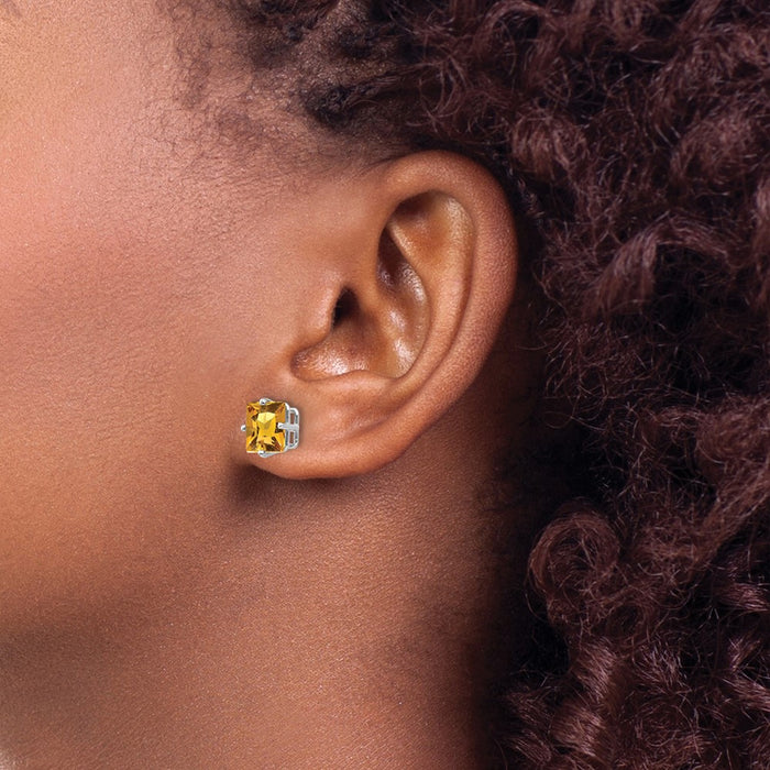 Shop Exclusive 14K White Gold 7mm Princess Cut Citrine Stud Earrings - Luxury Value-3