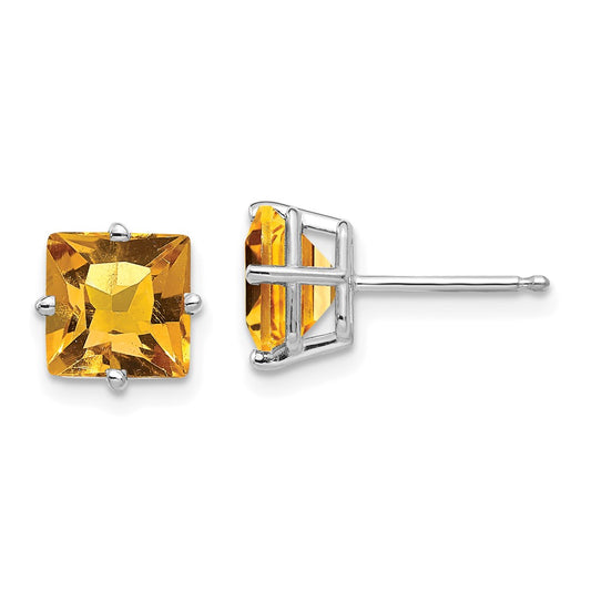 Shop Exclusive 14K White Gold 7mm Princess Cut Citrine Stud Earrings - Luxury Value