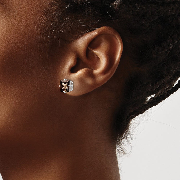 Exclusive 14K Gold 7mm Checker-Cut Smoky Quartz Earrings - Stylish Luxury!-3