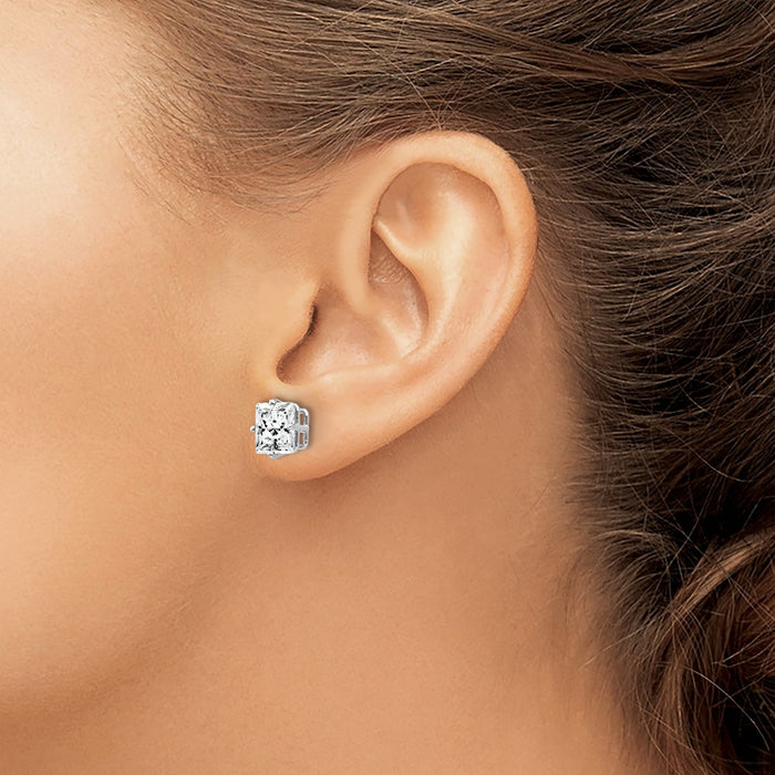 Shop 14K White Gold 7mm Cubic Zirconia Stud Earrings - Stylish Luxury Value!-3