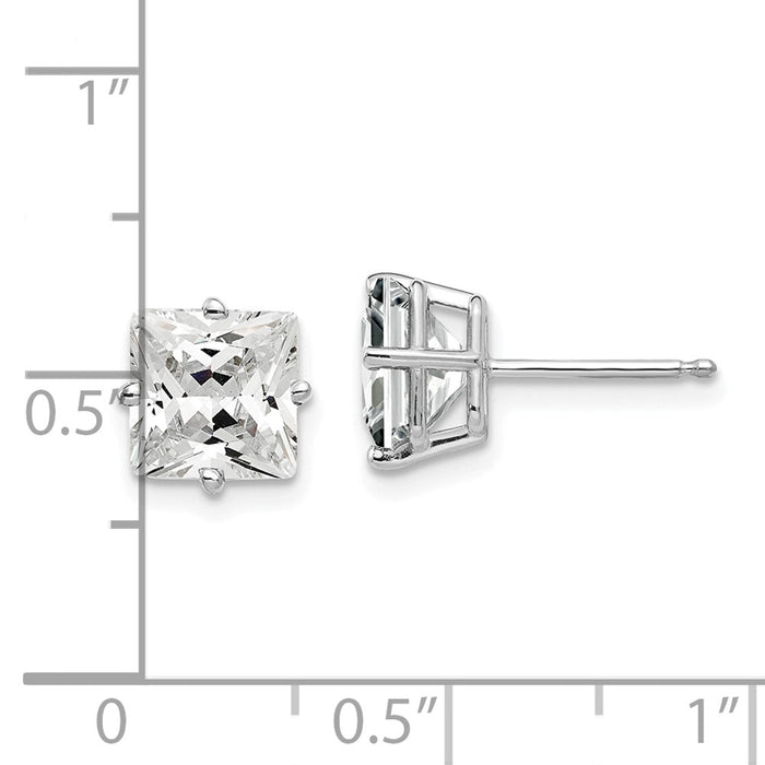 Shop 14K White Gold 7mm Cubic Zirconia Stud Earrings - Stylish Luxury Value!-4