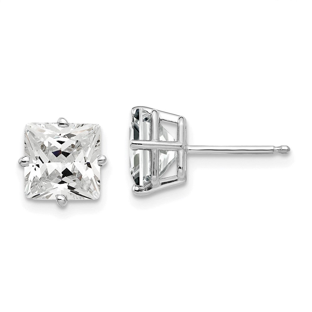 Shop 14K White Gold 7mm Cubic Zirconia Stud Earrings - Stylish Luxury Value!