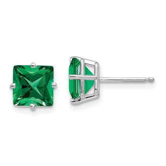 Buy Exclusive 14K White Gold 7mm Princess Cut Mount St. Helens Earrings
