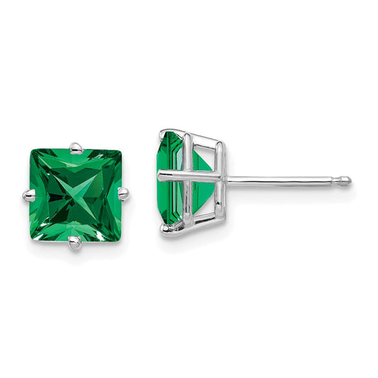 Buy Exclusive 14K White Gold 7mm Princess Cut Mount St. Helens Earrings