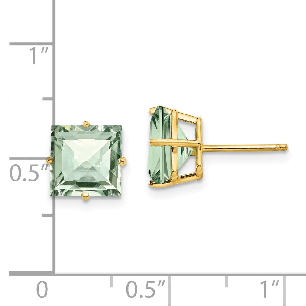 Buy Stylish 14K Gold 8mm Square Checkerboard Green Quartz Earrings - Affordable Luxury