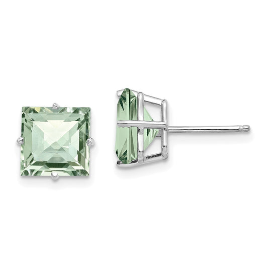 Buy Exclusive 14K White Gold Green Quartz Earrings - 8.0mm Luxury Style
