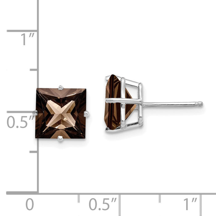 High-Quality 14K Gold Smoky Quartz Earrings - Stylish 8.0mm, Affordable Luxury-4