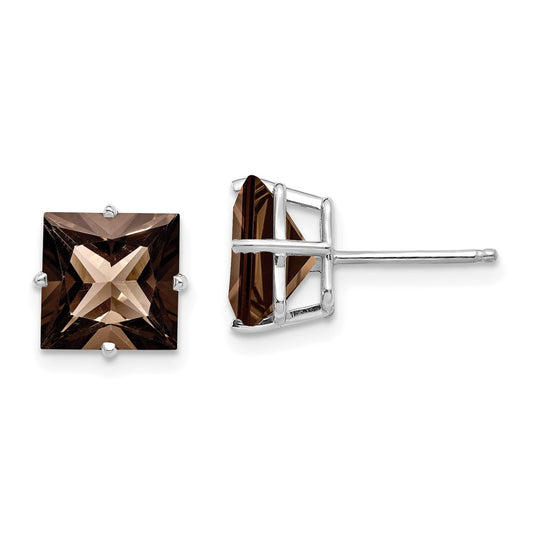 High-Quality 14K Gold Smoky Quartz Earrings - Stylish 8.0mm, Affordable Luxury