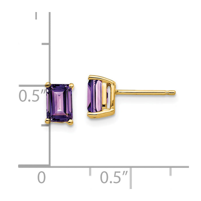 Buy Stylish 14K Gold 6x4mm Emerald Cut Amethyst Stud Earrings - Luxury Value!-4